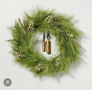 Hearth & Hand with Magnolia  Faux‎ Needle Pine with White Berries Bells Wreath